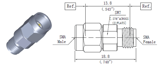 Precision RF adapters SMA Male to SMA Female