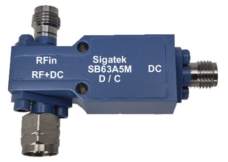 (image for) SB63A5M Wide band bias tee 2.4 mm 10 Khz-50 Ghz 50 Vdc